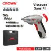 Visseuse à batterie Crown plus de 45 pièces مفك كهربائي ببطارية من كراون مع أكثر من 45 قطعة